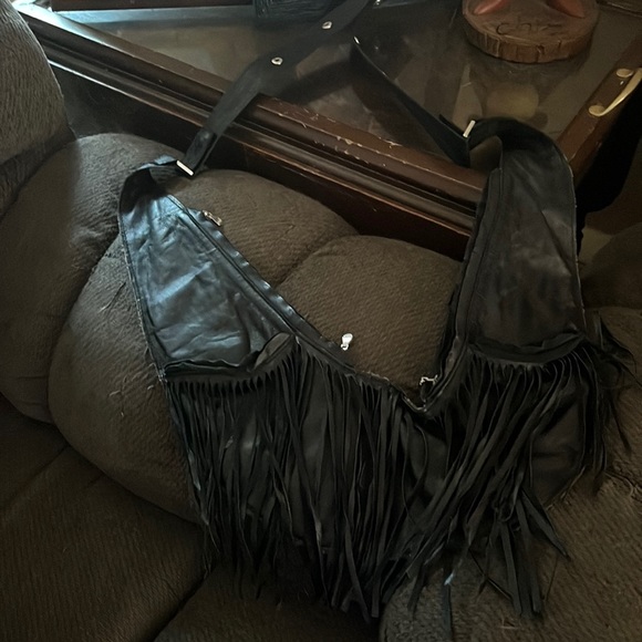 sash Bags Black Leather Sash With Fringe Crossbody Poshmark